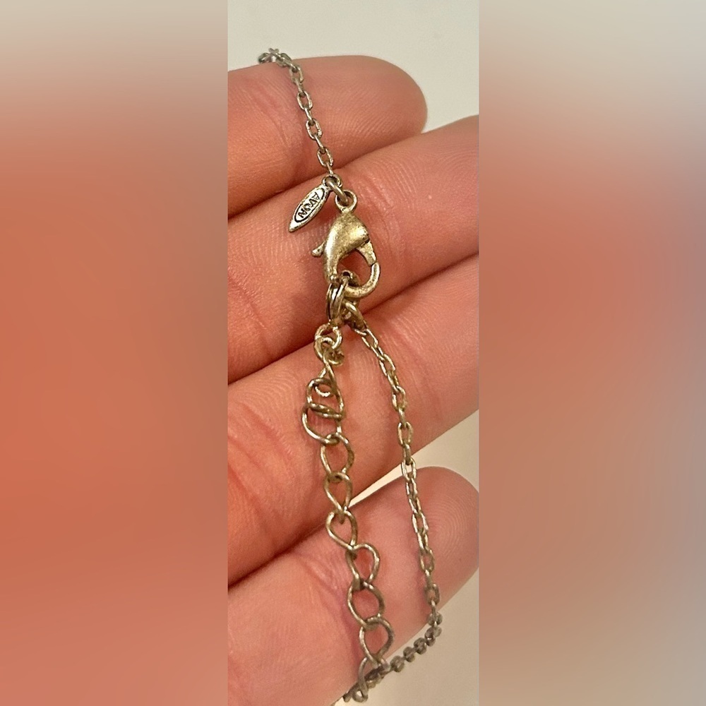 VTG Avon 27" bar link silver tone chain beaded necklace stackable costume long - Picture 5 of 6